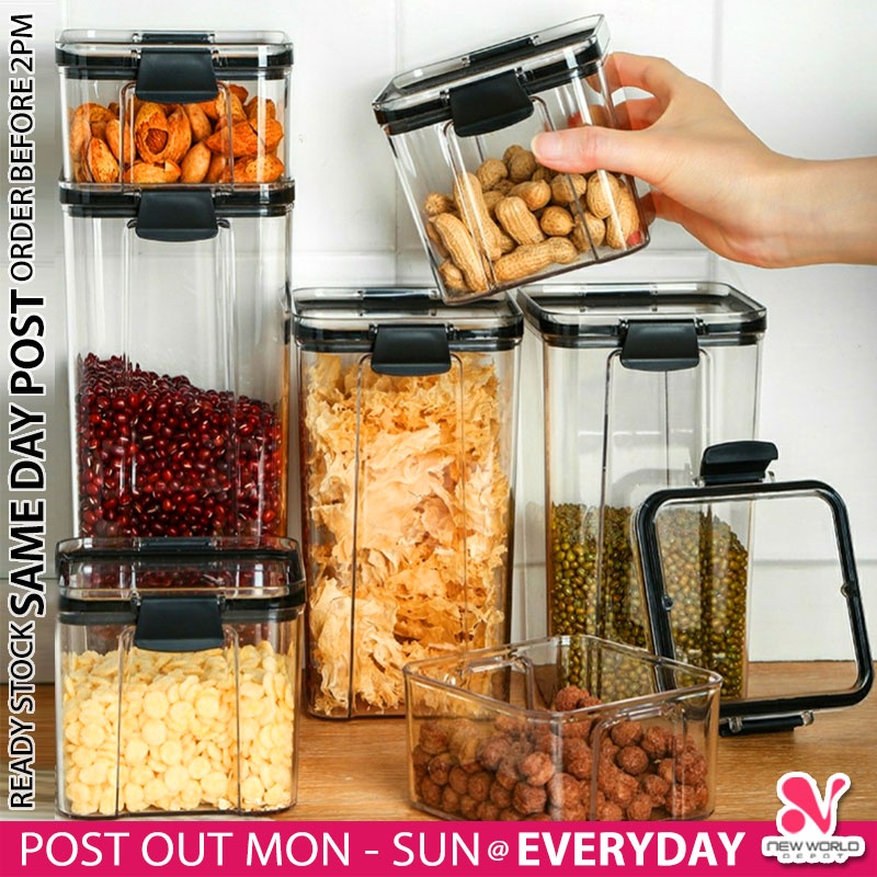 《 𝗗𝗢𝗨𝗕𝗟𝗘 𝗟𝗢𝗖𝗞 》Airtight Plastic Anti Leak Food Spice Stackable Storage