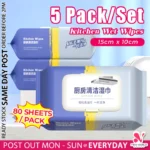 5-Pack Disposable Kitchen Wet Wipes - 80 Sheets Per Pack