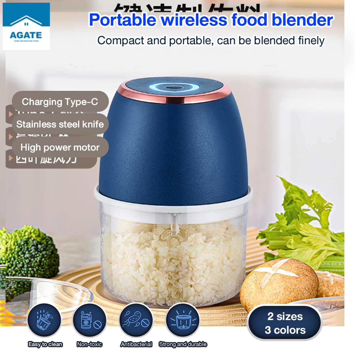 Mini Blender Garlic Chopper Electric Food Chopper Portable Blender Food Mini Blender Garlic Chopper Electric Food Chopper Portable Blender Food