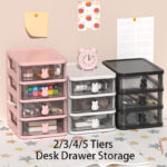 Mini Drawer Desktop Storage Box Desk Organizer 2/3/4/5 Tier Transparent Boxes