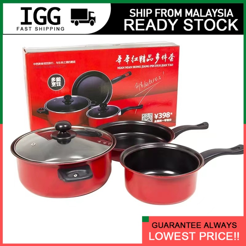 3-Piece Carbon Steel Nonstick Cookware Set