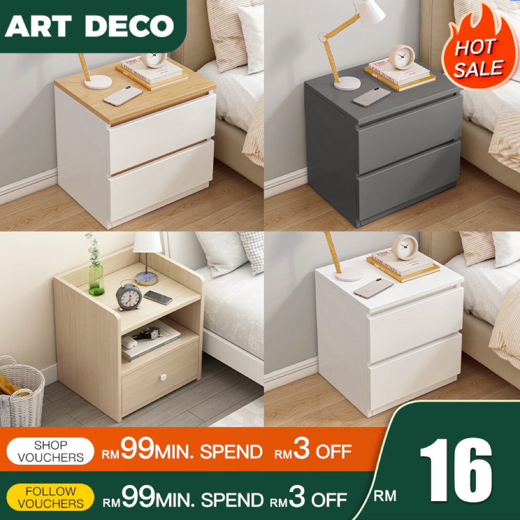 Bedside Table Side Table With Drawer Locker Meja Kecil Storage Cabinet Side